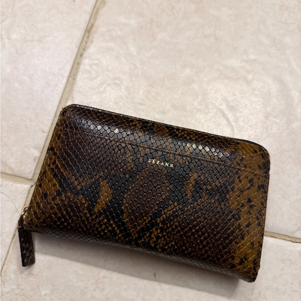 Sezane Victoria Wallet (brown & black snakeskin)